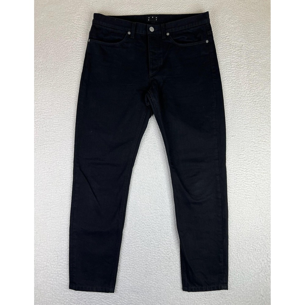 Asket The Black Denim Jeans Mens 32x30 Black Tapered Organic Cotton Button Fly